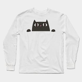 curious black cat Long Sleeve T-Shirt